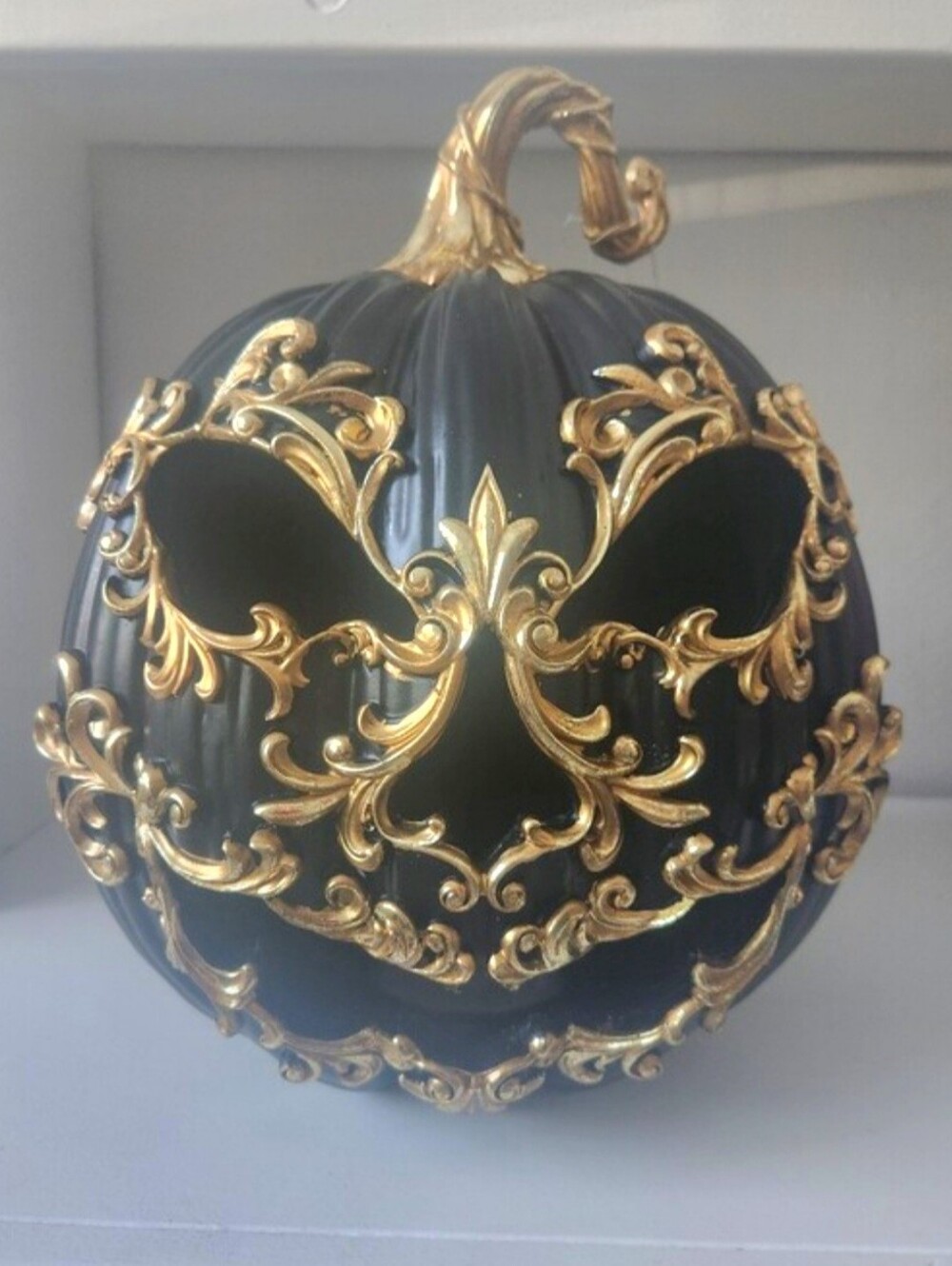 Christian Siriano Black and Gold LED Pumpkin Lantern Gothic 12 X 15 Rare